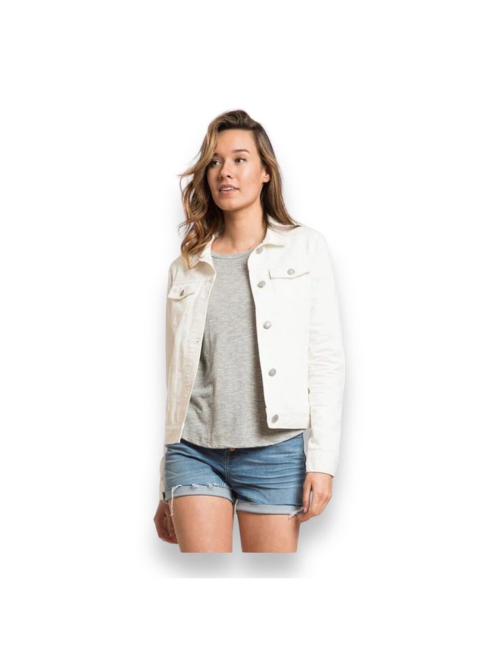 Marine Layer Gigi 100% Cotton Denim Jacket - White - Small